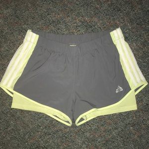 Adidas lime green running shorts